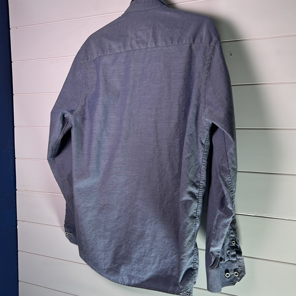 Johnston & Murphy med long sleeve dress shirt blue   MN63 - Picture 3 of 5
